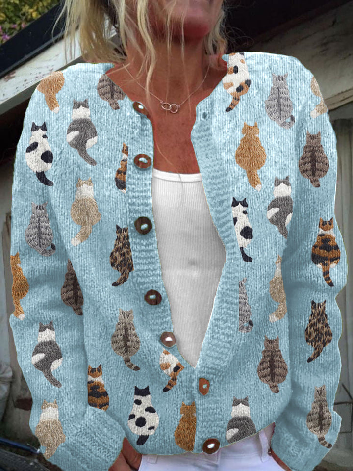 Charlotte™ | Cardigan morbido con stampa di gatti