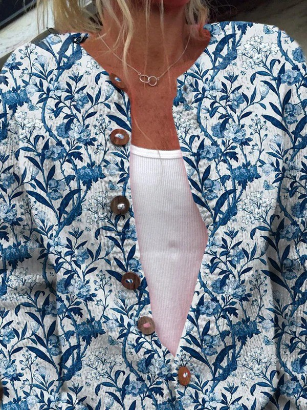 Tiverly™ | Cardigan vintage a fiori con bottoni sul davanti