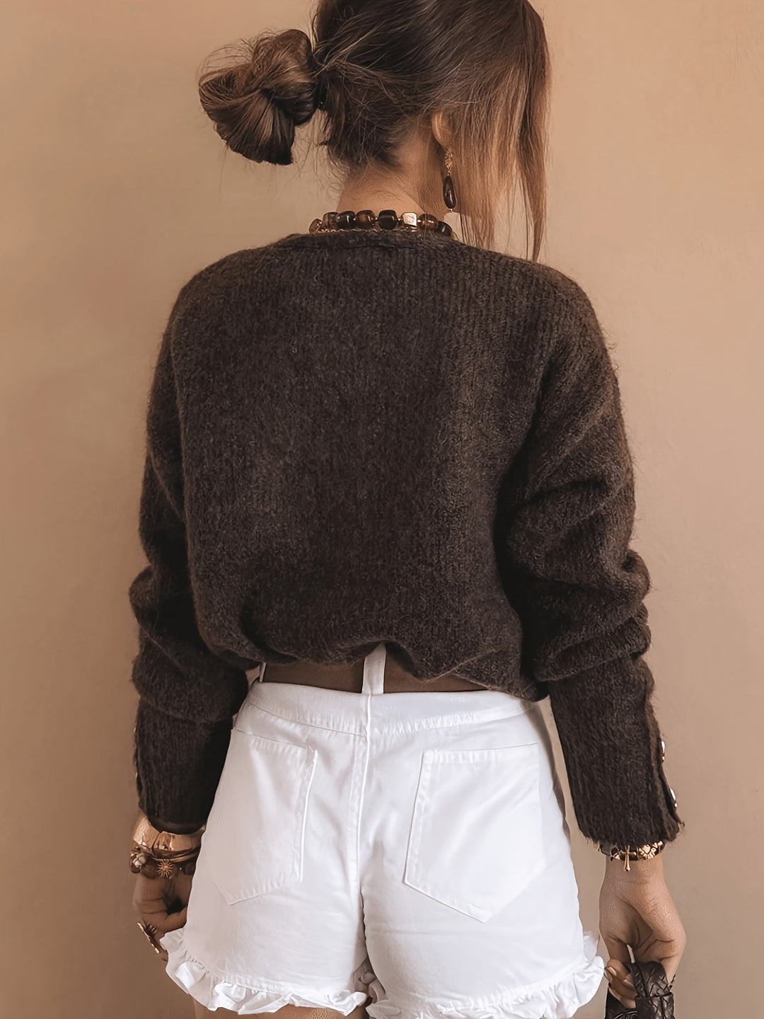 Cordelia | Cardigan con Scollo a V e Bottoni a Cuore