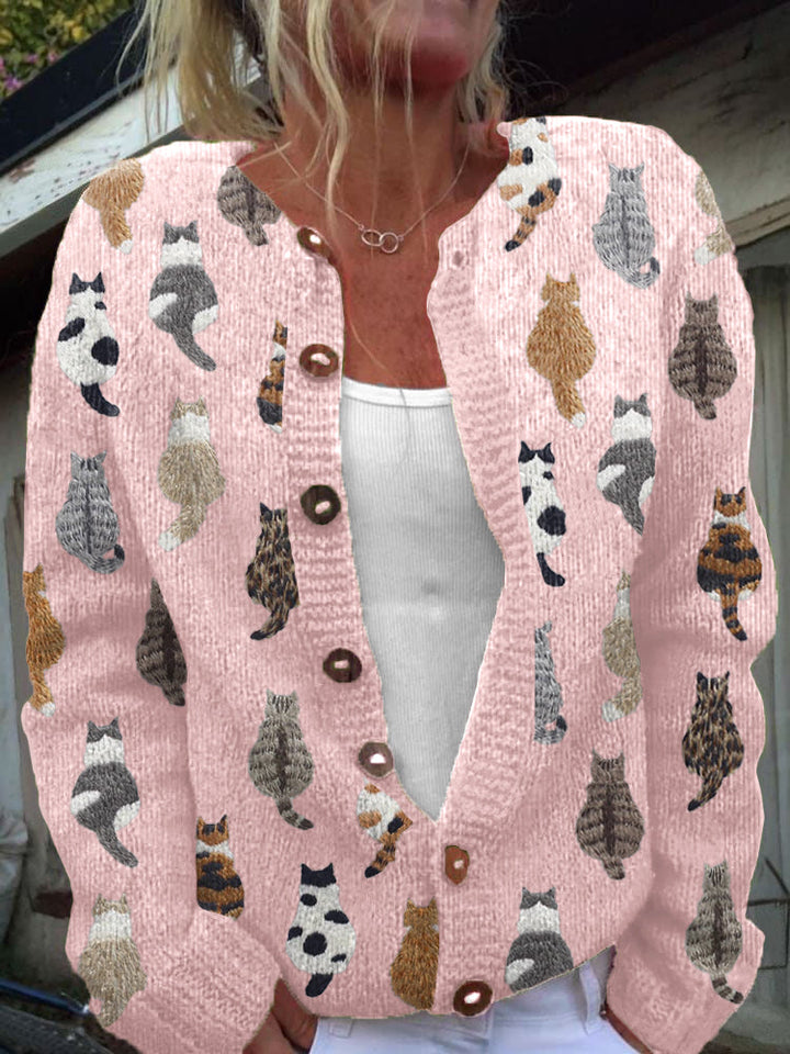 Charlotte™ | Cardigan morbido con stampa di gatti