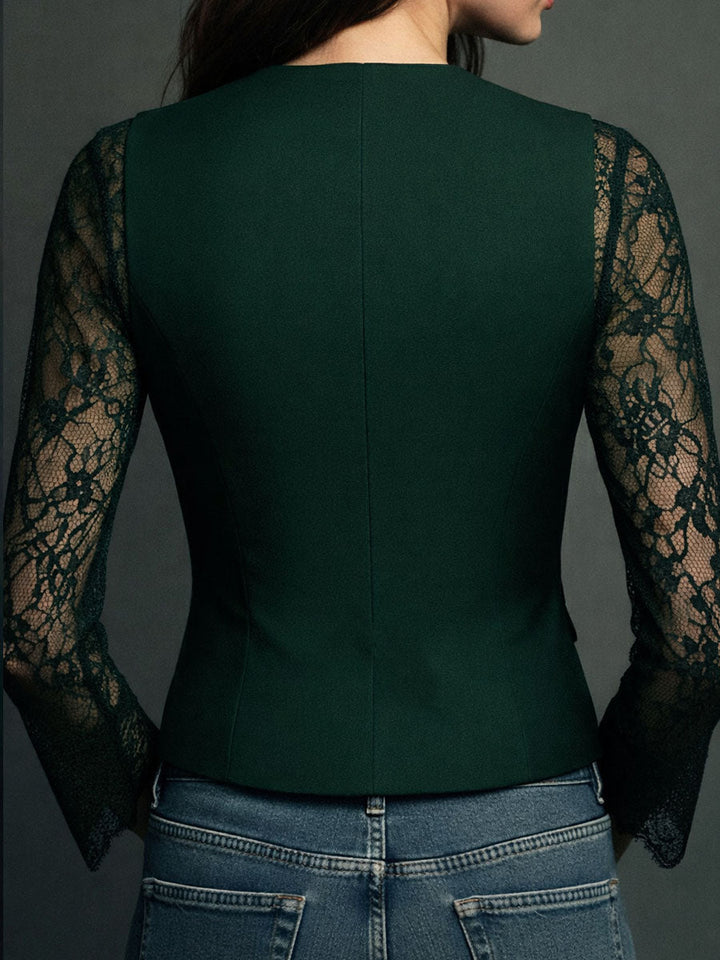 Vittoria | Blazer Nero con Maniche Semi-Trasparenti