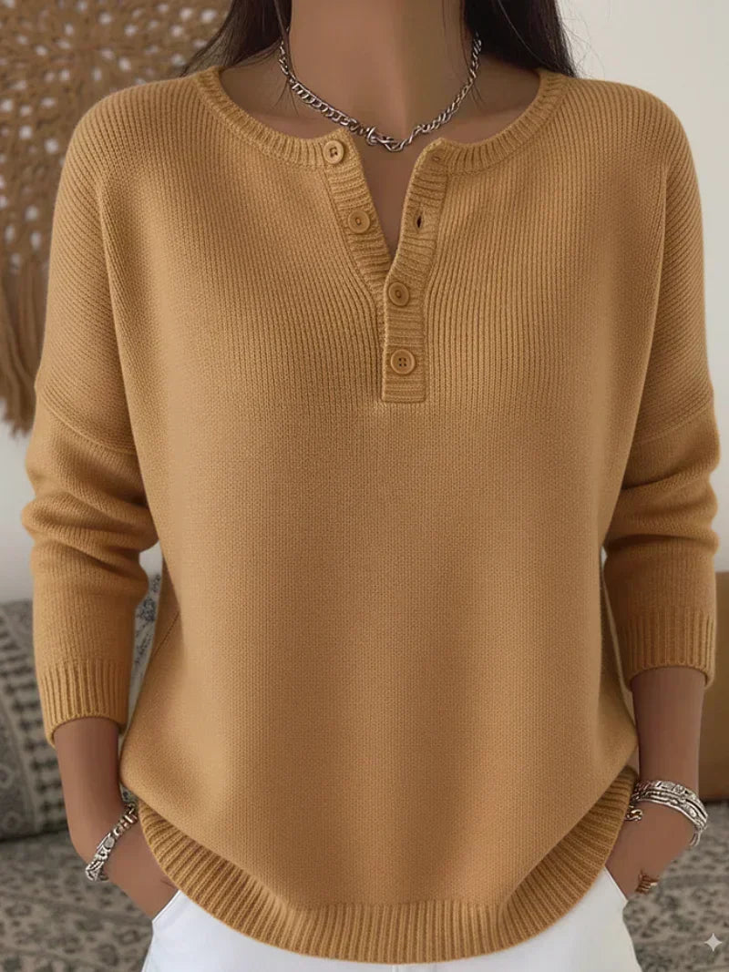 Helena | Maglione in Maglia con Bottoni Henley