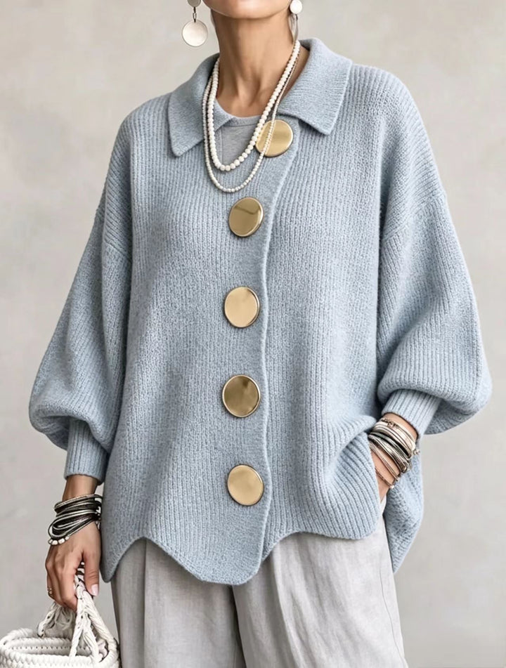 Vittoria | Cardigan Oversize con Grandi Bottoni Dorati