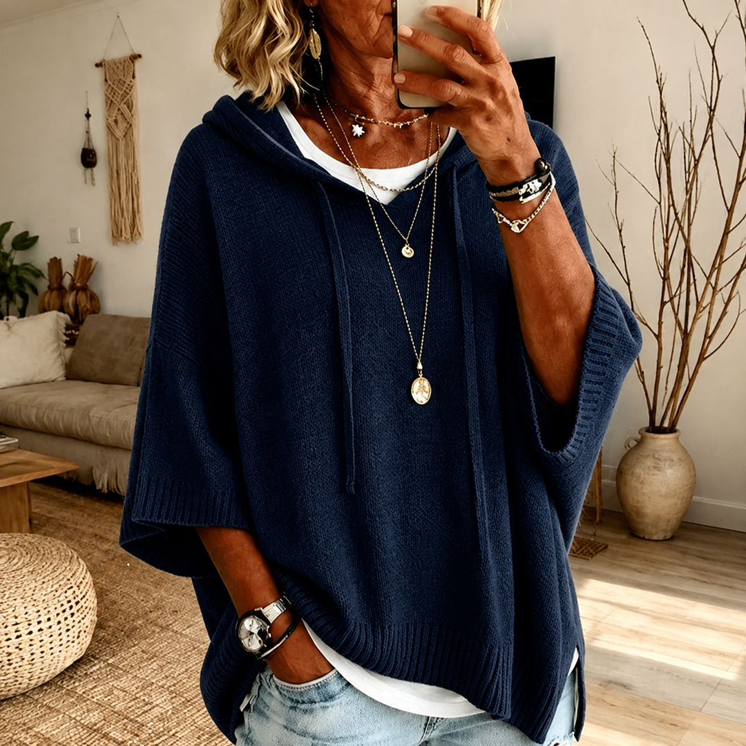 Juliette – Maglione poncho elegante blu navy