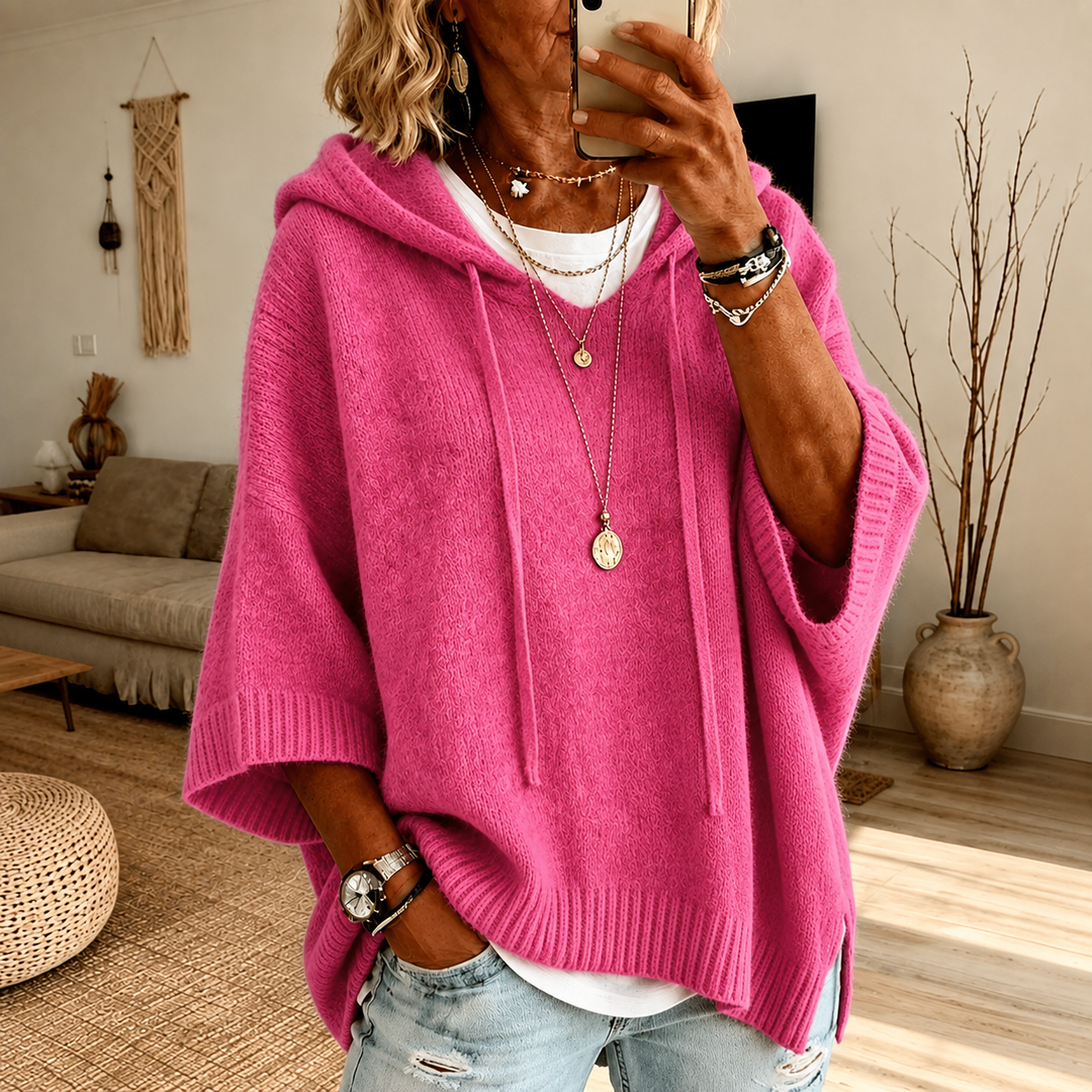 Chloe – Maglione poncho rosa chic