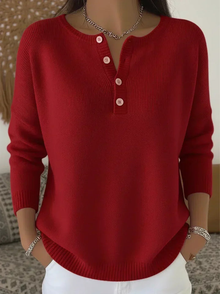 Helena | Maglione in Maglia con Bottoni Henley