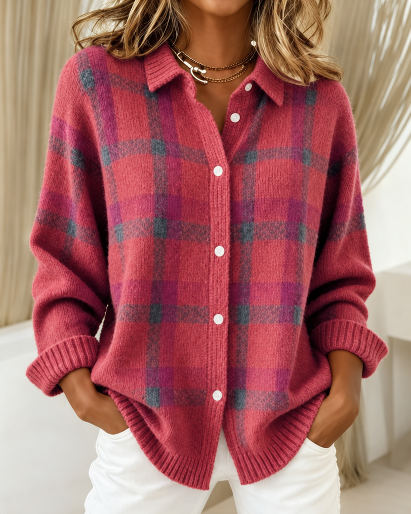 Olivia | Cardigan in Maglia a Quadri