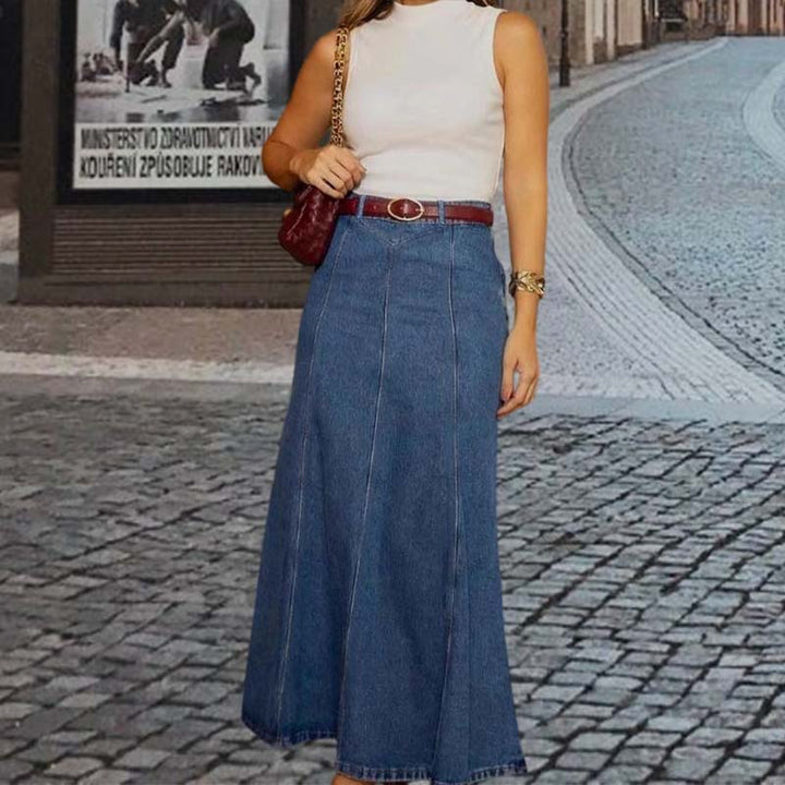 Allunga & Slancia | Gonna Maxi in Denim a Linea A | Silhouette Valorizzante