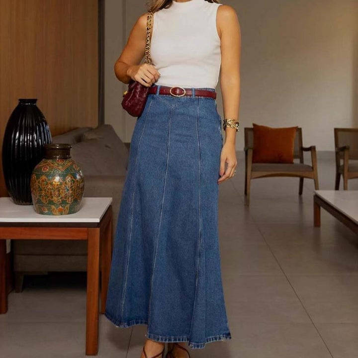 Allunga & Slancia | Gonna Maxi in Denim a Linea A | Silhouette Valorizzante