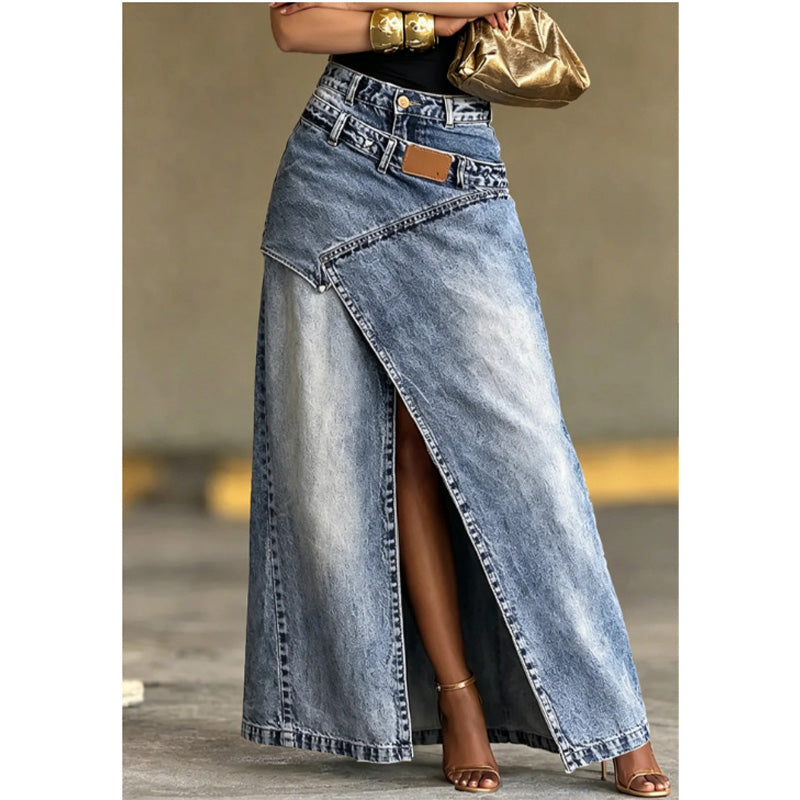 Ancora oggi a prezzo promozionale – da domani a prezzo pieno! Gonna lunga in denim da donna con vita a più strati