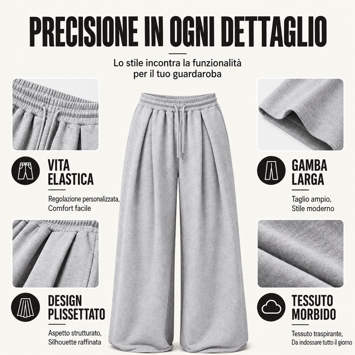 Pantaloni della tuta da donna casual a gamba larga e plissettati, verdi