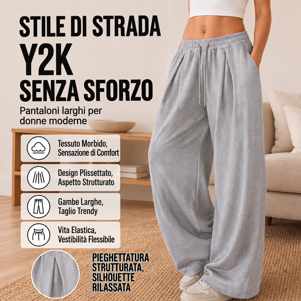 Pantaloni della tuta da donna casual a gamba larga e plissettati, verdi