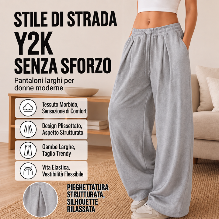 Pantaloni della tuta da donna casual a gamba larga e plissettati, verdi
