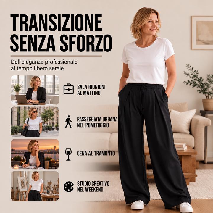 Pantaloni della tuta da donna casual a gamba larga e plissettati, verdi