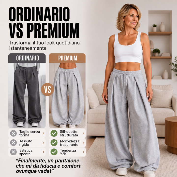 Pantaloni della tuta da donna casual a gamba larga e plissettati, verdi