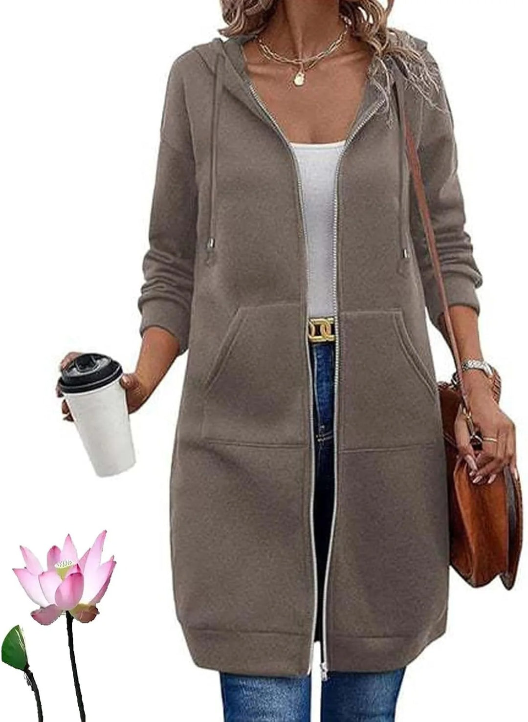 Felpe in pile con cappuccio e zip da donna