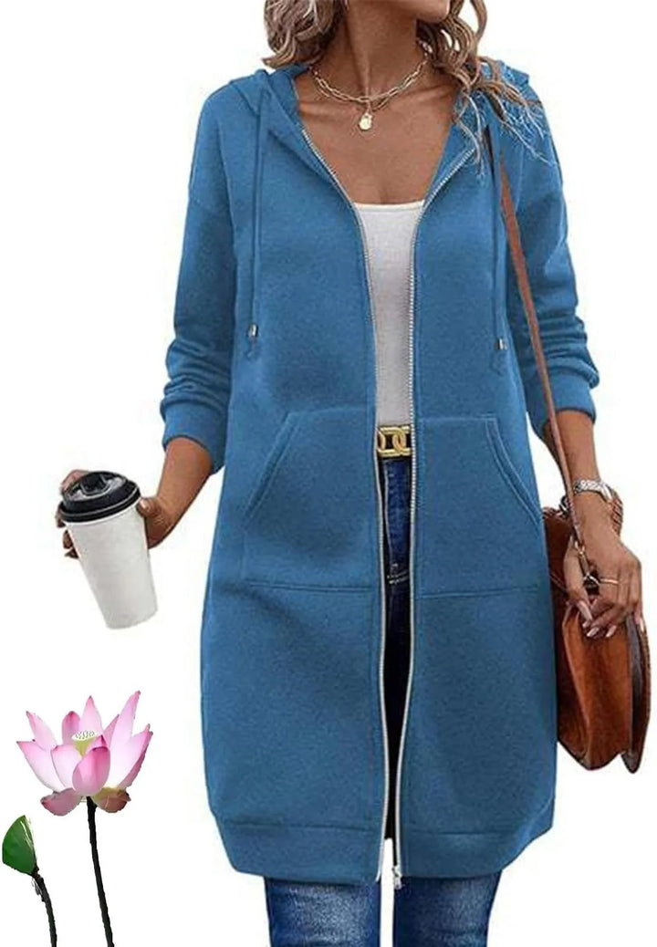 Felpe in pile con cappuccio e zip da donna