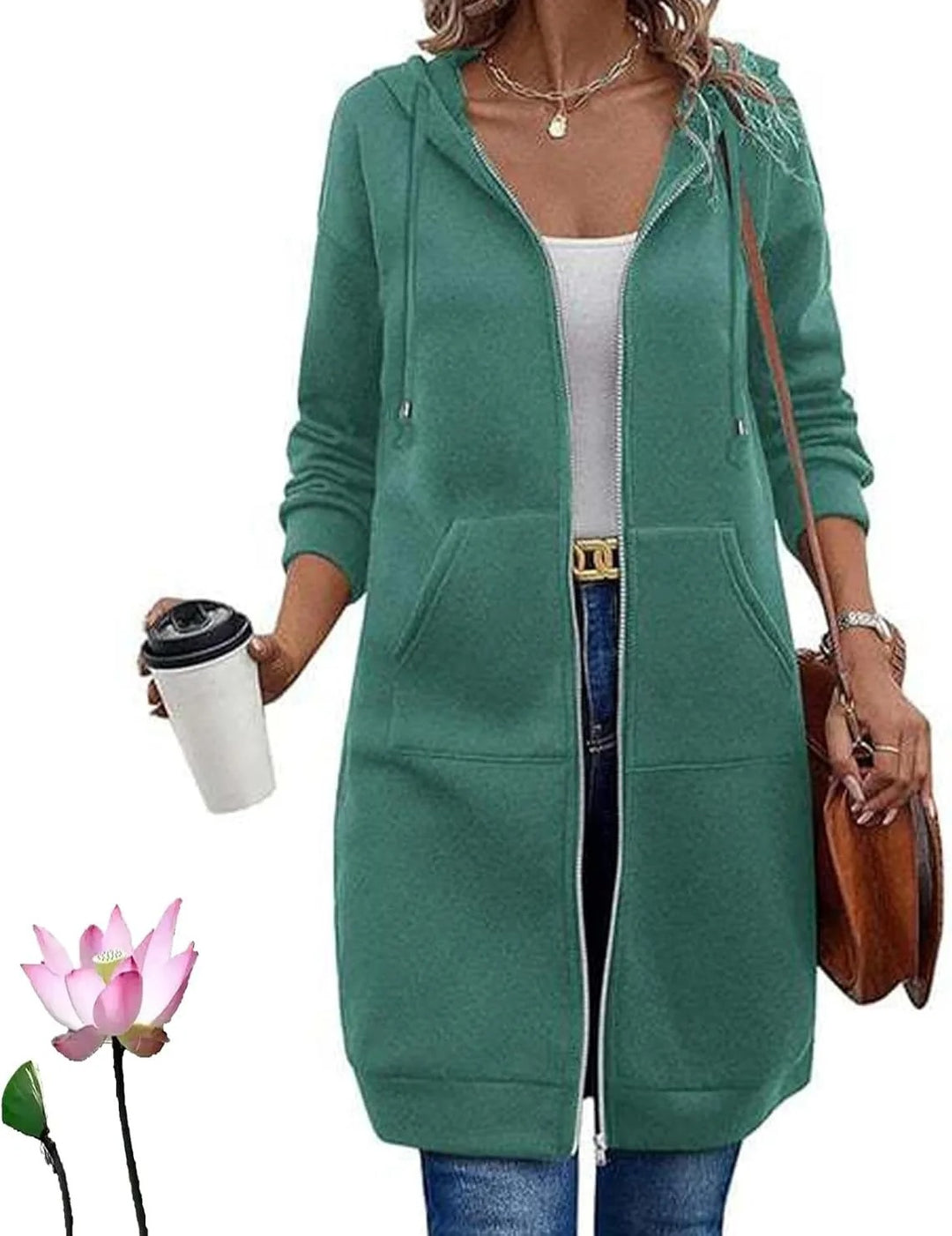 Felpe in pile con cappuccio e zip da donna