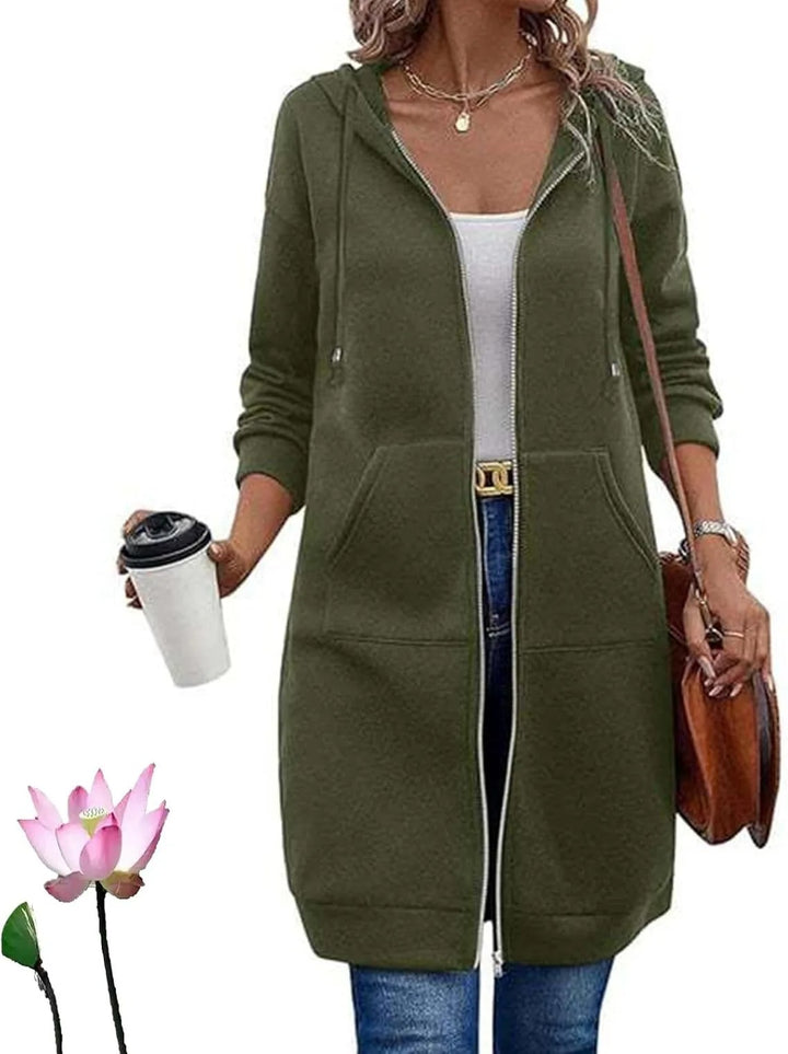 Felpe in pile con cappuccio e zip da donna