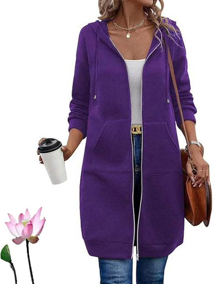 Felpe in pile con cappuccio e zip da donna