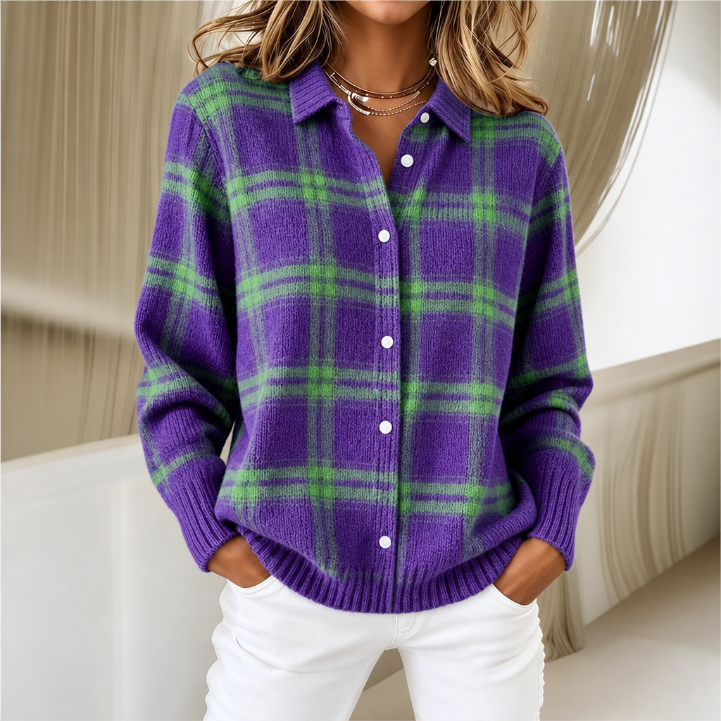 Olivia | Cardigan in Maglia a Quadri